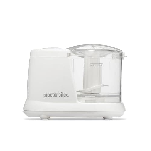 Proctor Silex Durable Electric Vegetable Chopper & Mini Food Processor for Chopping, Puree & Emulsify, 1.5 Cup, White