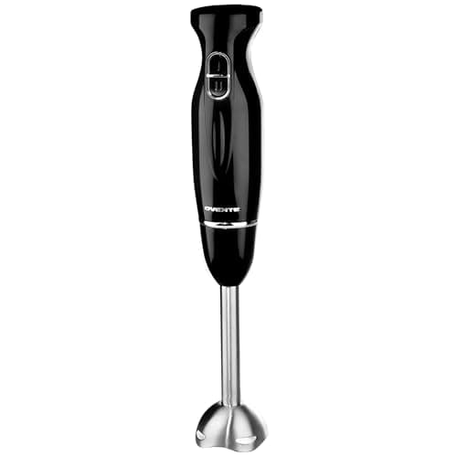 OVENTE Immersion Hand Blender, 300W Corded Electric Handheld Stick Mixer with 2 Mixing Speeds and Stainless Steel Blades for Smoothies, Purees & Baby Food, Black HS560B