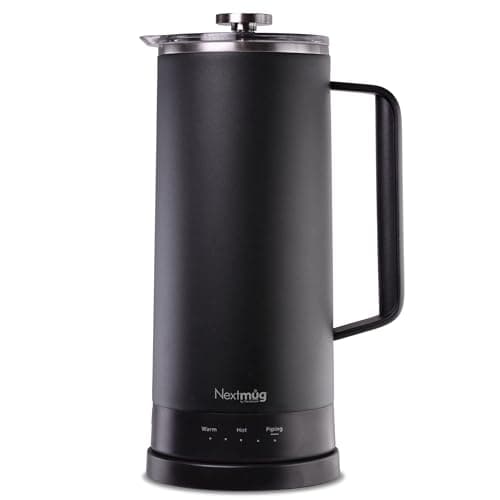 Nextmug Press - Temperature-Controlled, Self-Heating French Press (Black - 40 oz.)