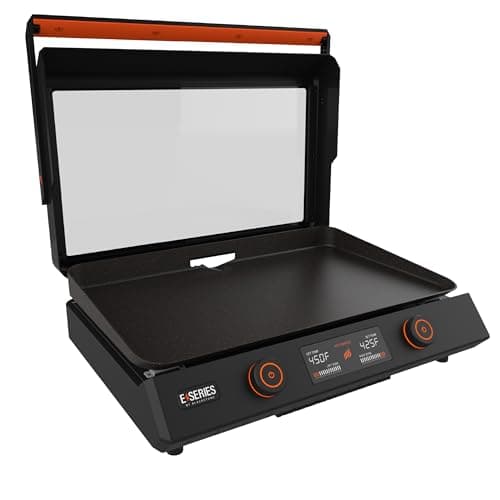 Blackstone 22-Inch Electric Griddle - 1600W Non Stick Ceramic Titanium Coated Stainless Steel Tabletop Griddle with EZ-Touch Control Dial, LCD Display, Patented Rotate & Remove Glass Hood - 8001
