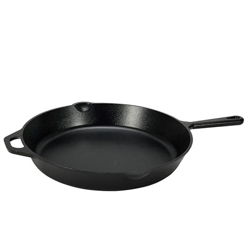 Amazon Basics Pre-Seasoned Cast Iron Skillet, Oven Safe, Even Heating, Heavy-Duty & Large, 15-Inch, Black