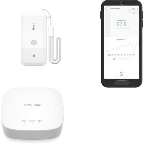 YoLink Smart Wireless Thermometer, Wide Temp Range for Freezer, Fridge, Green House, Pet Cage, App, Emails, Text/SMS alerts, up to 5 Years Battery Life- Hub Included