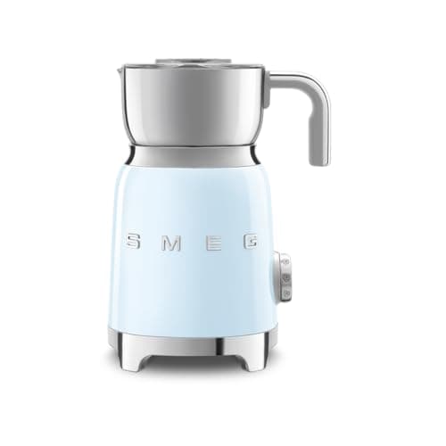 SMEG Retro 50's Style Milk Frother with 2 Disks 6 Preset Programs Hot or Cold Frothing and Induction Heating (Pastel Blue)