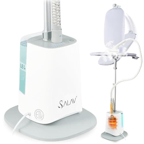 SALAV Upright Complete Garment Steamer with Smart Auto-Off, Large Rotating Board for Comfort, LED Display, 6 Steam Settings, and Premium Triangular Nozzle (Gray, Complete)