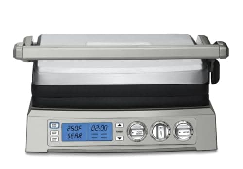 Cuisinart 6-in-1 Elite Griddler, Electric Grill, Griddle & Top Melt, 500°F Temperature Sear Function, LCD Screen, Dishwasher-Safe Cooking Plates, GR-300WSP1, Stainless Steel
