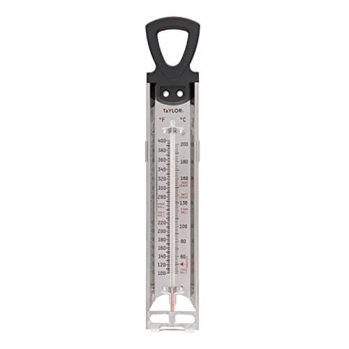 Taylor Stainless Steel Candy and Deep Fry Thermometer, 12-Inch Analog Paddle with Pan Clip, Ideal for Frying, Sugar, Brewing, Syrup, and More