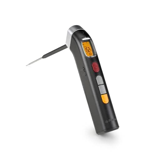 Polder Grill Partner Instant Read Thermometer for Grilling with Foldable 10" Probe, 10 Preset Temperatures and Built-in Torch Light