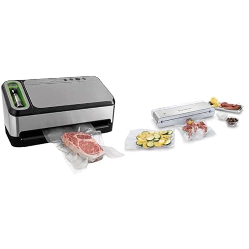 FoodSaver 4800 Series Vacuum Sealer Machine & Compact Vacuum Sealer Machine with Sealer Bags and Roll for Airtight Food Storage and Sous Vide, White