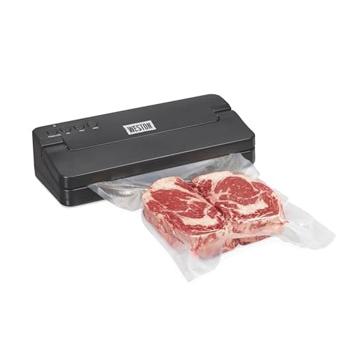 Weston Compact Food Vacuum Sealer Machine, Powerful 23” Hg Pump, For bags Up To 11” Wide, 100 Watts, Corner Guides for Easy Align, Intuitive Controls + Pulse Function, Black (65-2061-W)