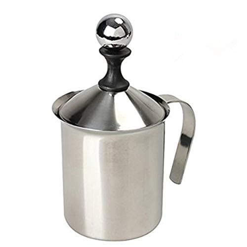 Milk Frother, HomeGoal Stainless Steel Manual Milk Foamer, Handheld Coffee Milk Frothing Pitchers,Manual Operated Milk Foam Maker For Cappuccino Coffee Latte Hot Chocolate(14-Ounce/400ml)