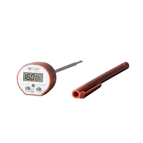 Taylor Waterproof Digital Instant Read Thermometer For Cooking, BBQ, Grilling, Baking, And Meat, Comes With Pocket Sleeve Clip, Red