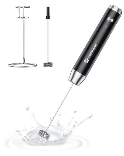 Maestri House Rechargeable Milk Frother with Stand, LunaFro Handheld Electric Foam Maker Waterproof Detachable Stainless Steel Whisk Drink Mixer Foamer for Lattes, Cappuccino