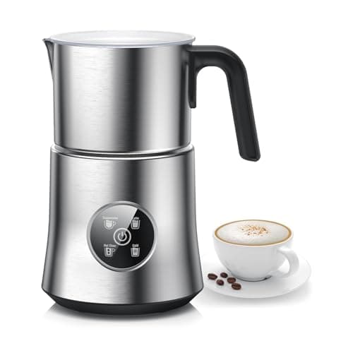 Milk Frother and Steamer, Large Capacity & Detachable Electric Milk Frother, Automatic Warm and Cold Foam Maker, Hot Chocolate Maker, Stainless Steel Jug, 30.44Oz./900ML