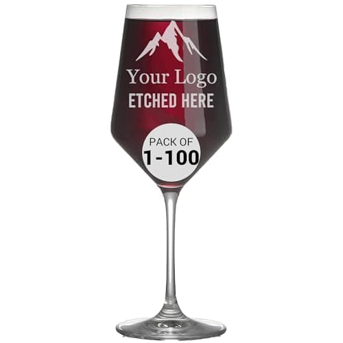 Custom Wine Glass with Engraved Logo, Text or Name, Promotional Bulk Option of 1-100,18oz Personalized Etched Crystal Wine Glasses - Fun Gift for Women, Birthdays, Bridesmaid