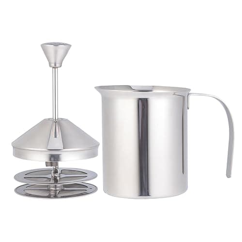 Cabilock Manual Milk Frother: Milk Frothing Pitcher with Double Mesh Screen - Stainless Steel Handheld Foamer for Coffee Latte Matcha Cappuccinos (800ml)