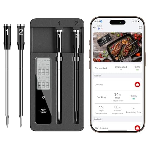 Smart Wireless Meat Thermometer with Dual Probes, Bluetooth & WiFi Combo, High Precision & Fast Response for BBQ, Grill, Smoker, Oven, Air Fryer