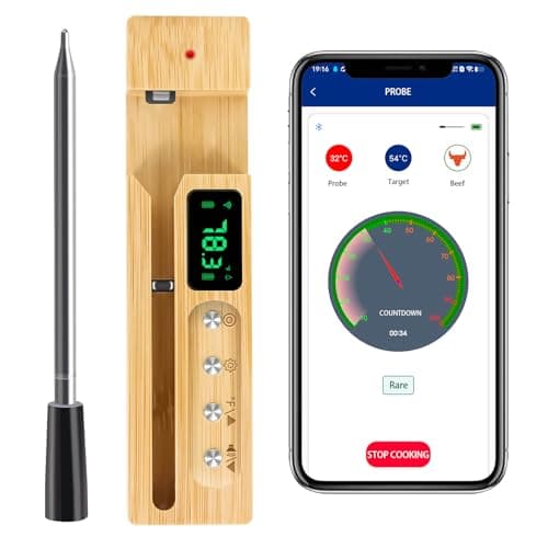 FodoThrem Smart Wireless Meat Thermometer,Digital Cooking Thermometer 700FT Remote Range,Instant Food Thermometer with Wireless Probe & Booster for Grilling and Smoking,BBQ,Oven,Kitchenr