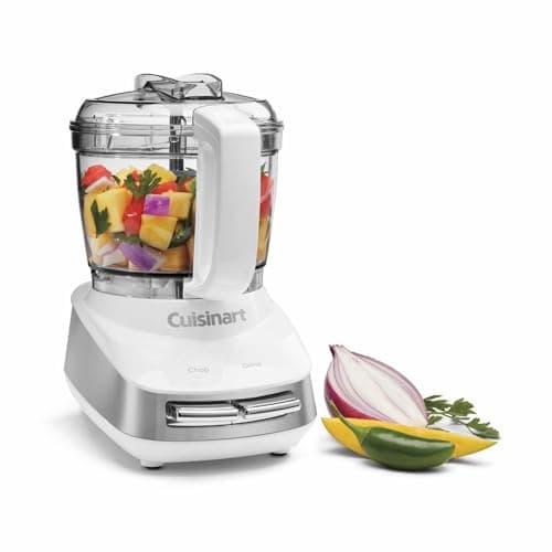 Cuisinart Core Custom 4-Cup Mini Chopper, Mini Food Processor Chops and Grinds with Auto-Reversing Stainless Steel SmartPower Blade, Dishwasher-Safe Parts, MCH-4, White/Stainless Steel