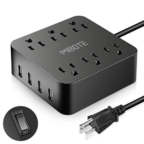 Power Strip with USB, MIBOTE 6 AC Outlet with 4 Port USB Surge Protector Power Strip