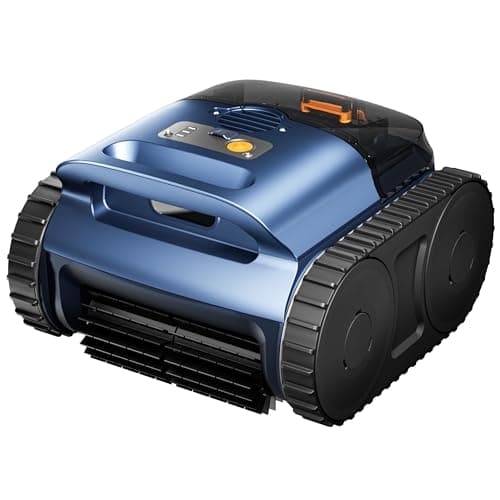 Cordless Robotic Pool Vacuum, Pool Cleaner with Track Drive & Sonar Navigation, 180W Brushless Motor, Wall & Waterline Climbing, 150-Min Runtime, for Inground Above-Ground 2150 Sq. Ft. (Dark Blue)