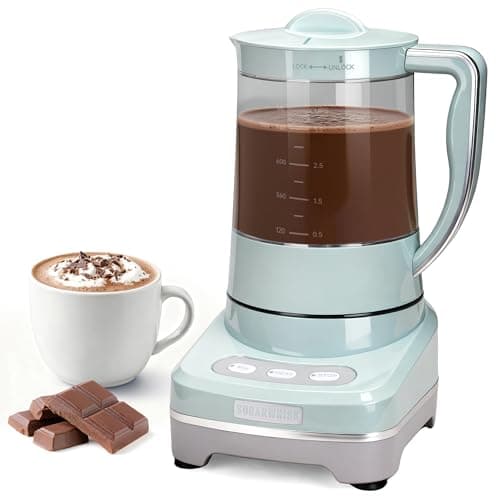 SugarWhisk 29 Oz Hot Chocolate Maker Machine, Electric Milk Frother and Steamer, Hot Cocoa Maker Machine for Hot Chocolate Bar, Detachable Pitcher, 2 Speed Mode, 3.5 Cups, Aqua