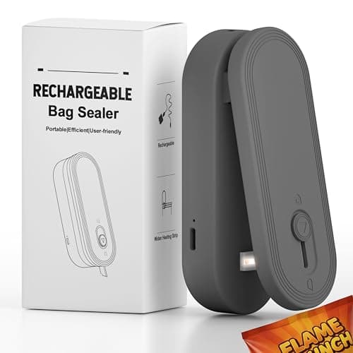 Mini Bag Sealer with Cutter and Magnet, 1800mAh Rechargeable Bag Resealer Handheld, Portable Heat Sealer for Heavy-Duty Plastic Snack & Chip Bags, Upgraded, Gift for Women, Food Saver, Kitchen Storage