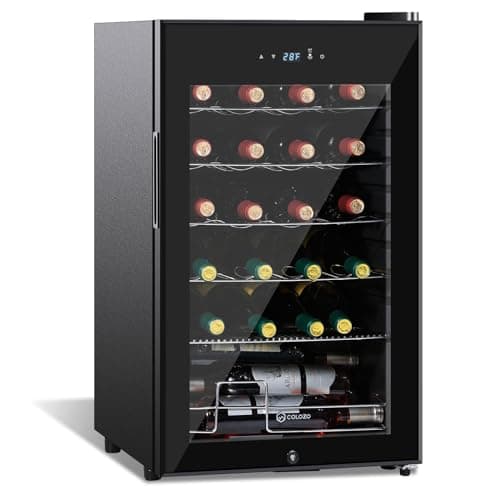 17 Inch Wine Cooler Refrigerator, Freestanding Under Counter Compact Wine Fridge, 40-65°F, 24 Bottle Countertop Mini Wine Cooler with Double-Layer Tempered Glass Door/ Lock for Bedroom/Apartment