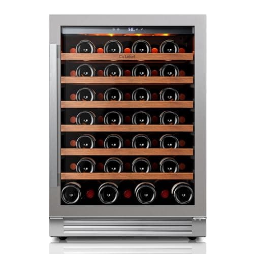 Ca'Lefort 24 Inch Wine Fridge, 61 Bottle Wine Cooler Refrigerator, 40-65°F Wine Refrigerator Glass Door, 3 LED Wine Fridge, Built-in or Freestanding Fridge for Home/Bar/Kitchen (5.65 cu.ft)