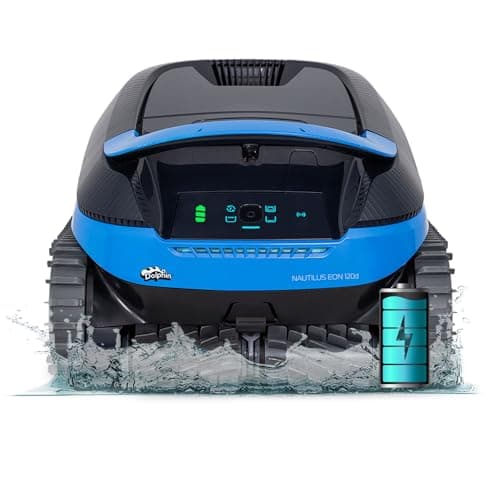 Dolphin Nautilus EON 120D Cordless Robotic Pool Cleaner Ideal for Pools up to 50 FT – Wi-Fi Connected, Waterline & Sun Ledge Cleaning, Smart Navigation