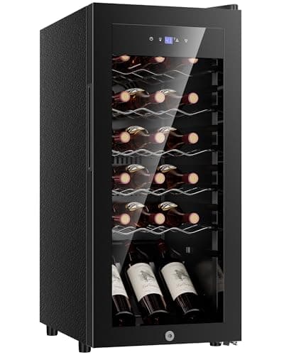 Icyglee 18 Bottle Compressor Wine Cooler Refrigerator,Freestanding Wine Fridge with Digital Temperature Control & Double-layer Glass Door, 41-64°F Wine Cellar for Red Wine, Champagne, Beer, Black