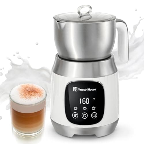 Maestri House Milk Frother, Variable Temp and Froth Thickness DualFro 600 Milk Frother Steamer, 21OZ Smart Touch Control Milk Warmer, Dishwasher Safe, Memory Function for Latte&Hot Chocolate (White)