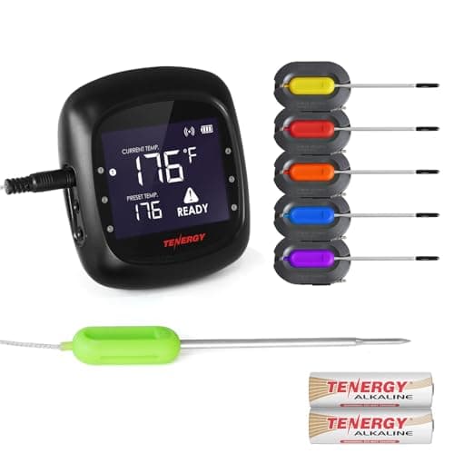 Tenergy Solis Digital Meat Thermometer, APP Controlled Wireless Bluetooth Smart BBQ Thermometer w/ 6 Stainless Steel Probes & Carrying Case, Cooking Thermometer for Grill & Smoker