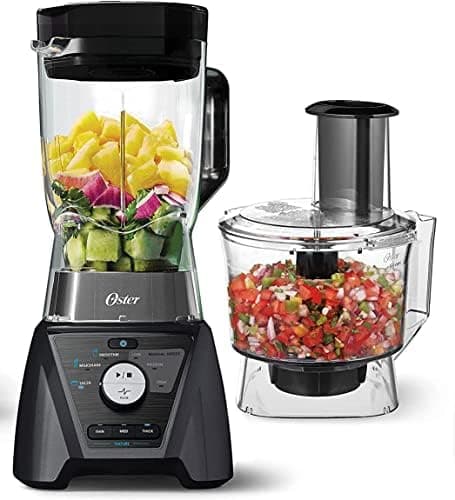 Oster Blender and Food Processor Combo with 3 Settings Pro Blender with Tritan Jar Attachment - Metallic Gray