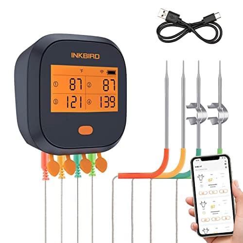 INKBIRD WiFi Meat Thermometer IBBQ-4T, Wireless WiFi BBQ Thermometer for Smoker, Oven