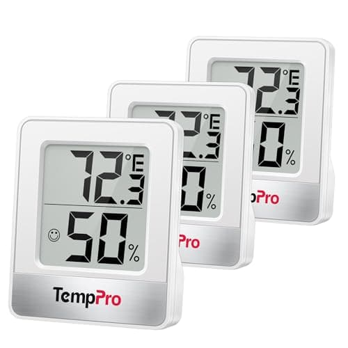 TempPro TP49 3 Pieces Digital Hygrometer Indoor Thermometer Humidity Meter Mini Hygrometer with Temperature and Humidity Monitor Outdoor and Room Thermometer Weather Station (Previously ThermoPro)