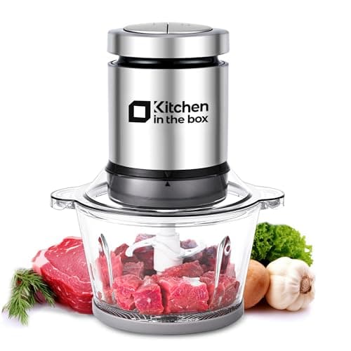Kitchen in the box Mini Food Processor, Electric Meat Grinder & Food Chopper with 400W Powerful Veggie Chopper-One 3 Cup Bowl & S Blades for Meat/Fish/Vegetable/Baby Food