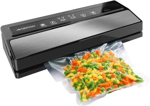 GERYON Vacuum Sealer, Vacuum Sealer Machine for Food Storage with Sealer Bags & Roll, Automatic Food Sealer for Sous Vide, Compact Design, LED Lights, Easy to Clean, Dry & Moist Modes (Silver)