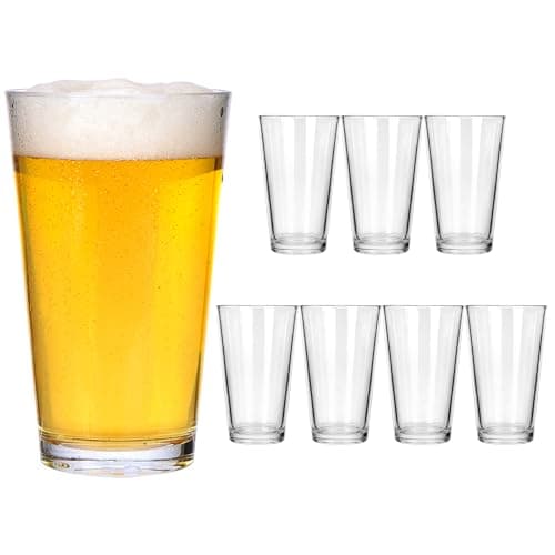 CUCUMI 8pcs 16oz Beer Pint Glasses