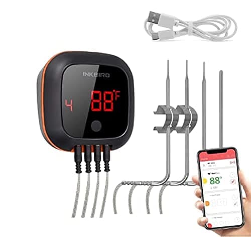 Inkbird Bluetooth Digital Wireless Meat Thermometer with 4 Probes Timer, Alarm,150 ft Barbecue Cooking Kitchen Food Meat Thermometer for Grill BBQ Smoker, Oven, Drum
