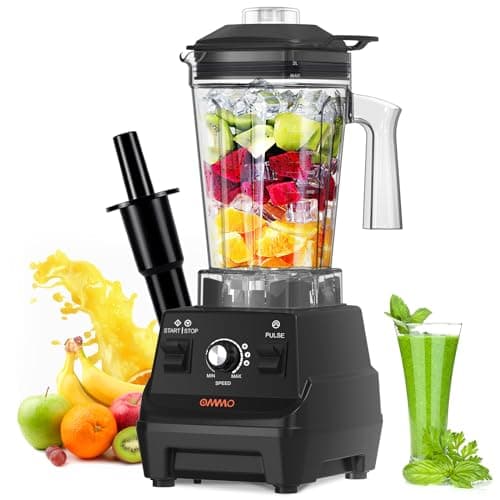 OMMO Blender 1800W, Professional High Speed Countertop Blender with Durable Stainless Steel Blades, 60oz BPA Free Blender for Shakes and Smoothies, Nuts, Ice and Fruits, Dishwasher Safe