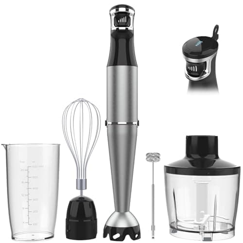 Turelar Immersion Blender Handheld Corded Hand Blenders Set 1100W, Trigger Variable Speed 5 in 1 Stick Emulsifier with Chopper, Whisk and Frother for Soup, Baby Food and Smoothies