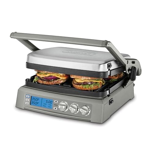Cuisinart 6-in-1 Elite Griddler, Electric Grill, Griddle & Top Melt, 500°F Temperature Sear Function, LCD Screen, Dishwasher-Safe Cooking Plates, GR-300NAS, Stainless Steel
