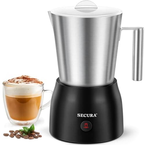 Secura 17oz Electric Milk Frother and Steamer, Stainless Steel Detachable Milk Jug, 4-in-1 Hot & Cold Foam Maker for Latte, Cappuccino & Hot Chocolate, BPA & Teflon-Free, Dishwasher Safe
