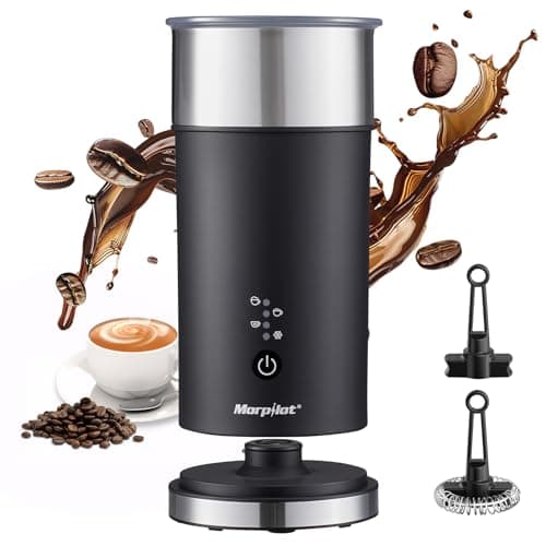 Electric Milk Frother and Steamer, 8.12oz/240ml 4 in 1 Milk Steamer Frother for Latte Cappuccino, Can Froth Both Hot and Cold Milk, Enjoy Perfect Milk Froth in 2 Min
