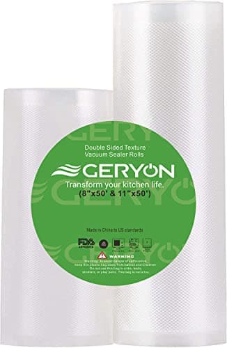 GERYON Vacuum Sealer Bags Rolls, 8x50ft & 11x50ft for Food Storage, Double Sided Texture, BPA-Free, Heavy Duty, Great for Vacuum Seal storage, Meal Prep or Sous Vide