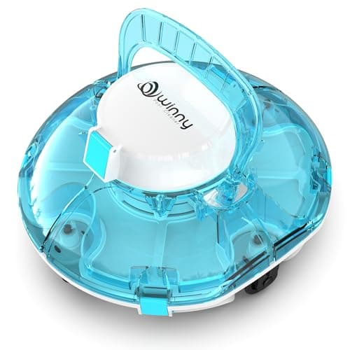 (2026 Upgrade) Cordless Robotic Pool Cleaner, Lasts 80 Min, Automatic Vacuum for Above-Ground Pools up to 645 Sq.ft,Portable, Self-Parking (Transparent Blue)