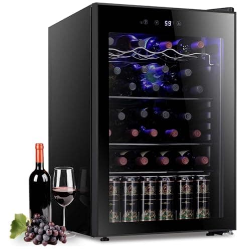 Antarctic Star 36 Bottle Wine Cooler Beverage Refrigerator Small Mini Wine Cellar Beer Soda Bar Fridge Quiet Operation Compressor Adjust Temperature Freestanding Black, 4.4 Cu. Ft