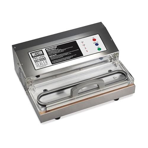 Weston Brands Vacuum Sealer Machine for Food Preservation & Sous Vide, Extra-Wide 5mm Bar for Sealing Bags up to 11" Wide, 720 Watts, Commercial Grade Pro 1400, Stainless Steel (65-0301-W)