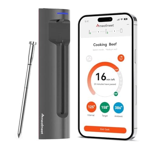 Meatmeet S Pro Wireless Meat Thermometer, Bluetooth Thermometer, Smart Digital Wireless Meat Thermometer with App Control, IP69 Waterproof, Digital Cooking Thermometer for BBQ, Oven, Grill, Smoker