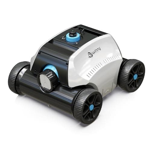 (2025 Upgrade) Robotic Pool Vacuum for Above Ground Pool - 6600mAh for 130mins Runtime & 50W Powerful Suction, Self-Parking Pool Cleaner with 180μm Filter Tray Up to 1300 Sq. Ft (White & Cyan)